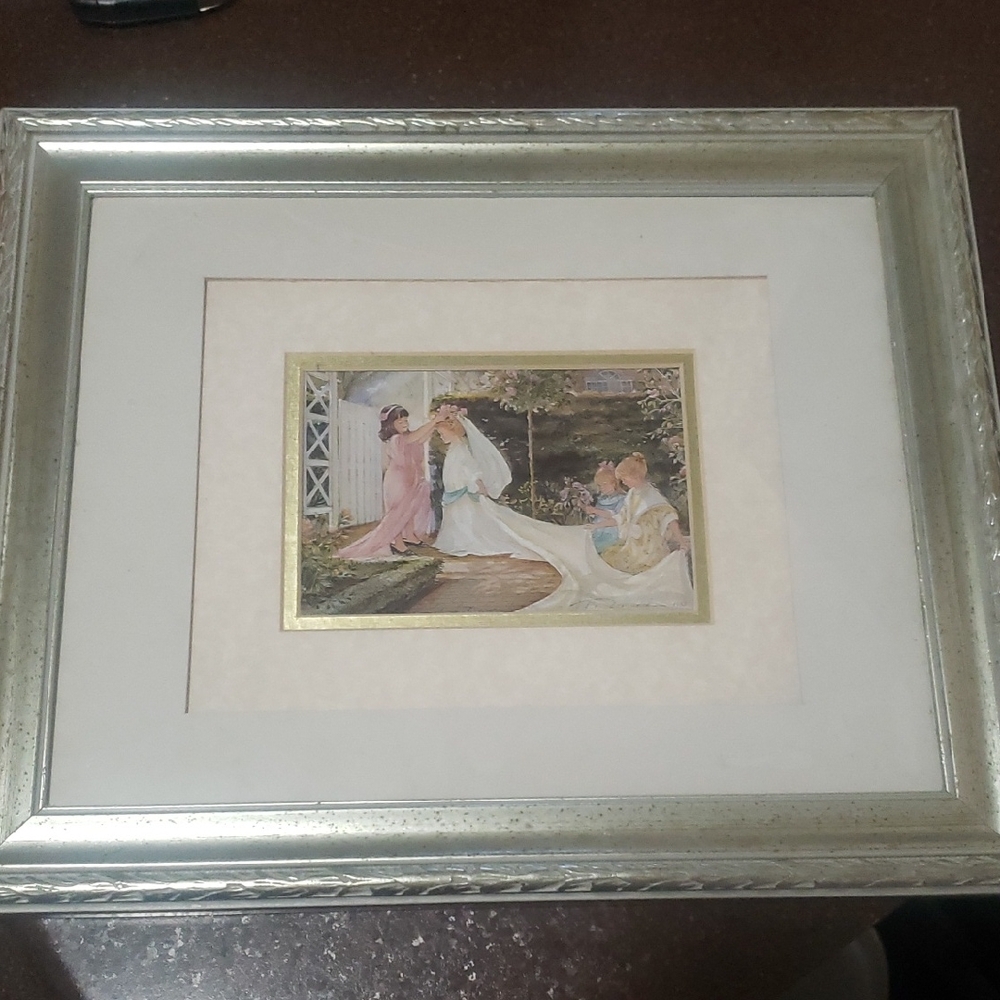 TRISHA ROMANCE 1988 FRAMED PICTURE.  Garden Wedding.